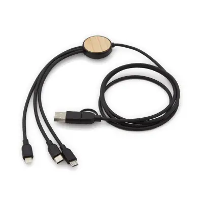 Cable 3 en 1 Bamboo personalizado con tu logo