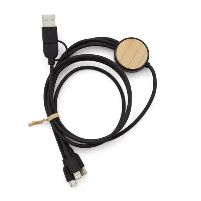 Cable 3 en 1 Bamboo personalizado con tu logo