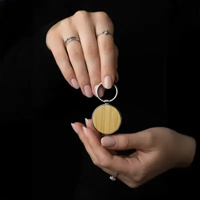 Llavero Round personalizado, color natural