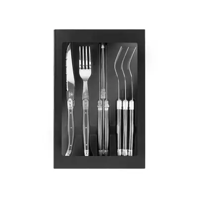 Set de 8 Cubiertos Laguiole personalizado, color negro