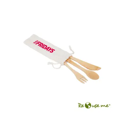 Set de cubiertos Bamboo personalizado, color kaki