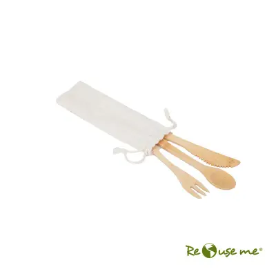 Set de cubiertos Bamboo personalizado, color kaki