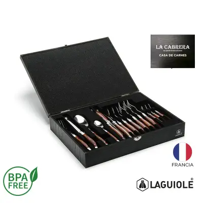 Set de Mesa x16 Piezas Laguiole personalizado, color negro